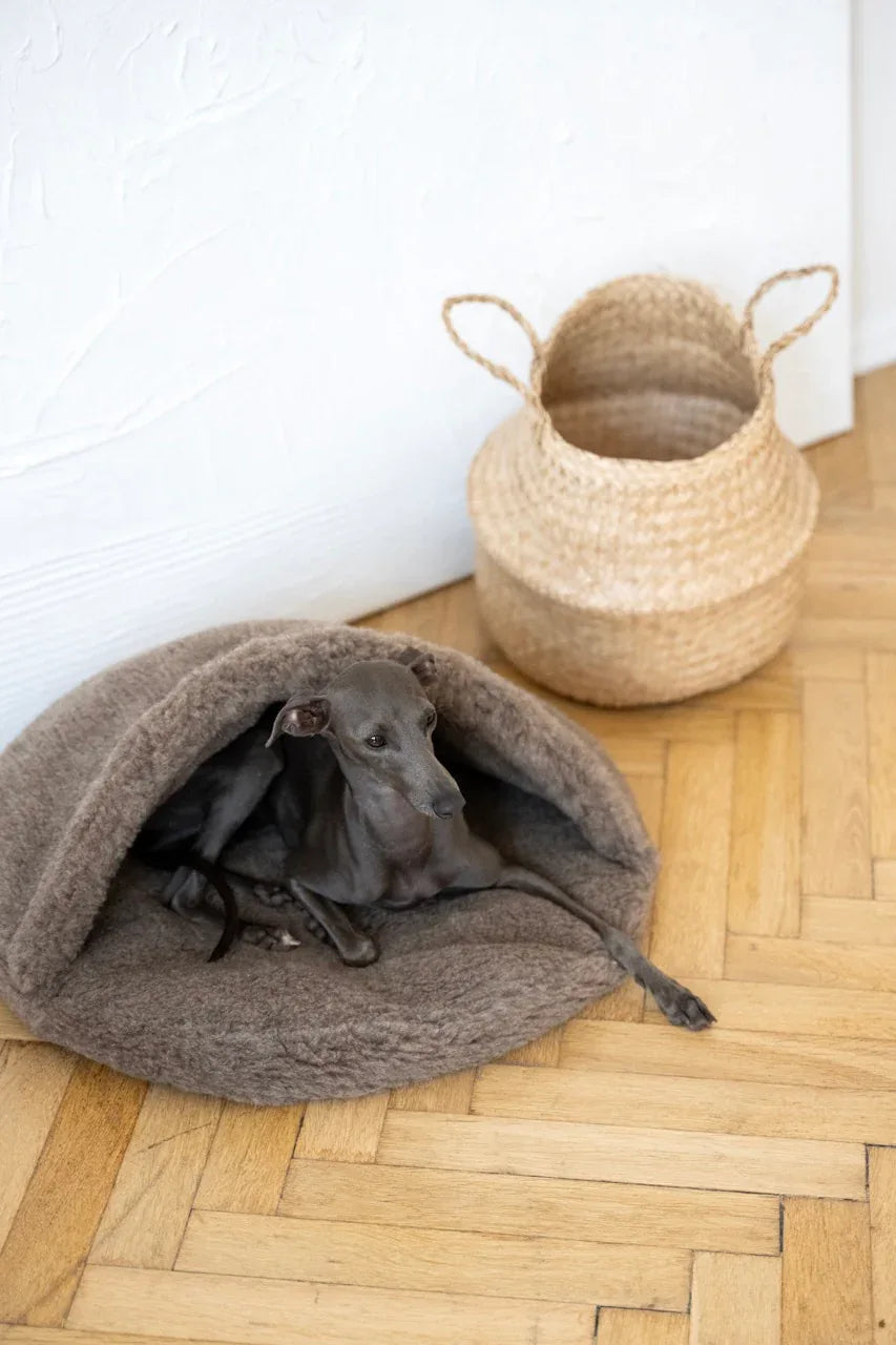 Přírodní vlněná jeskyňka pro mazlíčky – béžová
