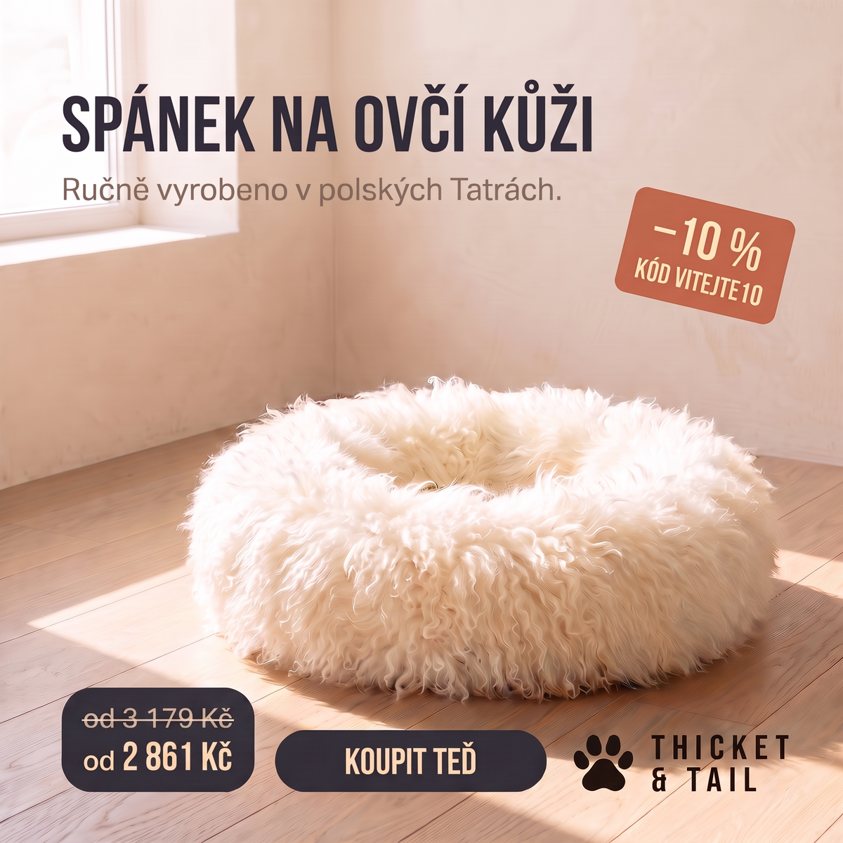 Pelíšek z ovčí kůže – akce – Thicket & Tail