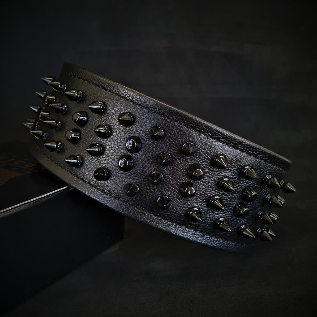 Obojek „Crown" z měkké kůže – černý
